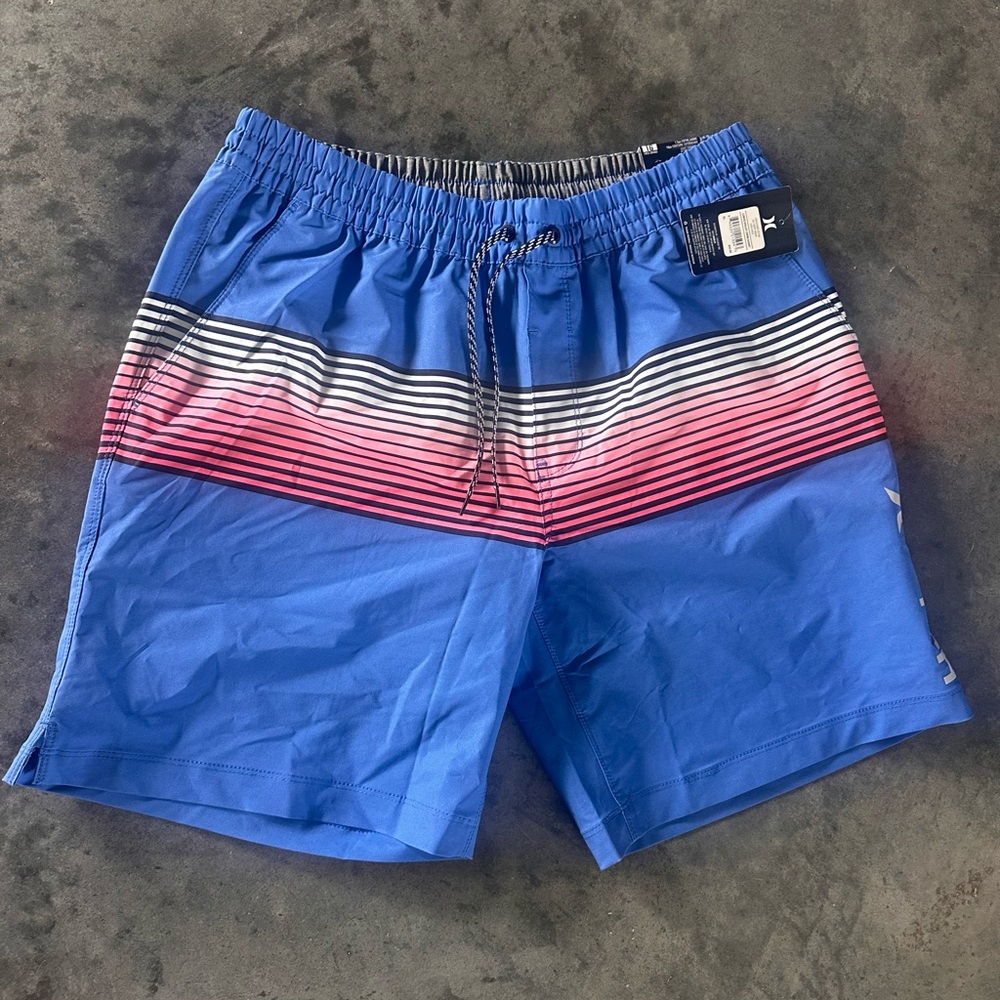 Hurley Swim Trunks Blue and Red Quick-Dry Fabric